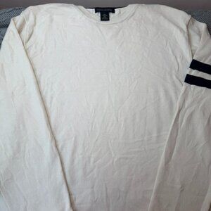 Banana Republic Sweater‎ Mens L Stretch Pima Cotton Varsity Stripe Crew Pullover
